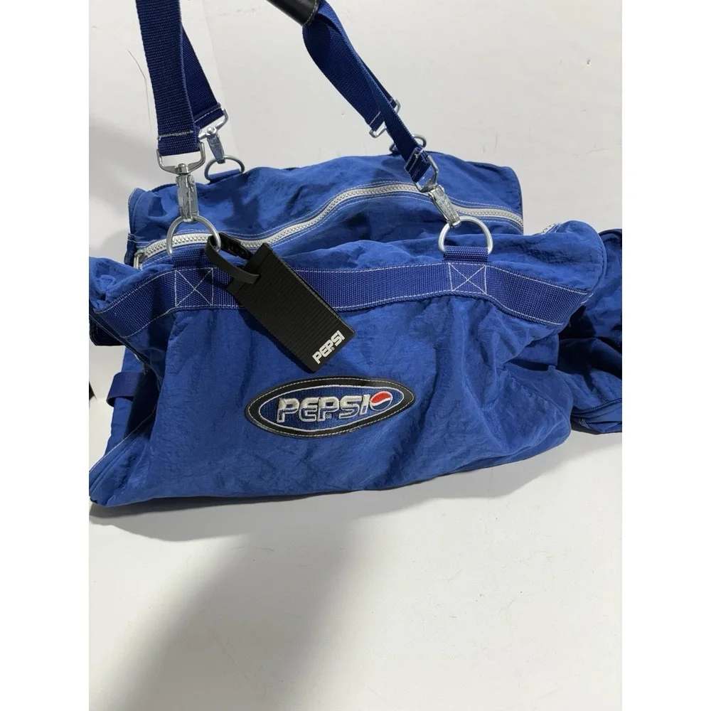 PEPSI COLA Blue X-LARGE Nylon Two-In-One Duffle Bag 1990's W/ Detachable Side